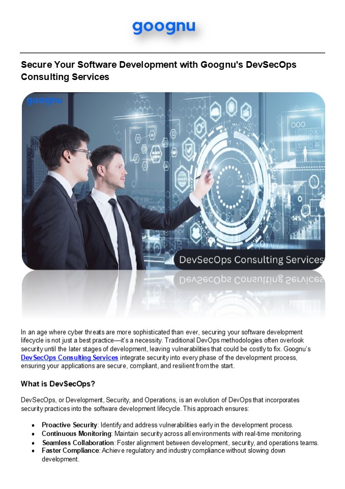 Secure Your Operations with Goognu’s DevSecOps Consulting Services