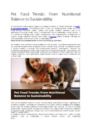 Pet Food Trends: From Nutritional Balance to Sustainability