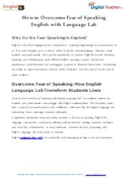 How to Overcome Fear of Speaking English with Language Lab.