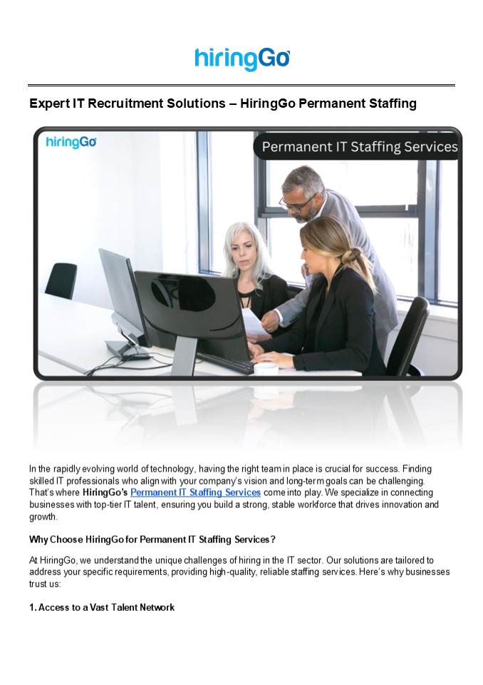 Expert IT Recruitment Solutions – HiringGo Permanent Staffing