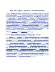 How To Improve Medical Office Efficiency