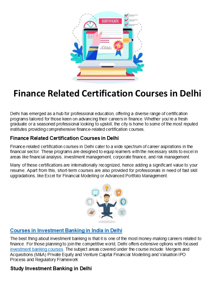 Finance Related Certification Courses in Delhi