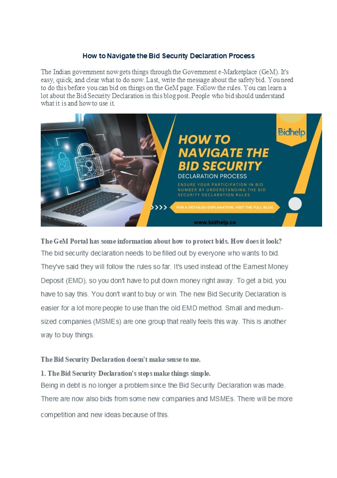 How to Navigate the Bid Security Declaration Process