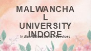 Malwanchal University Indore