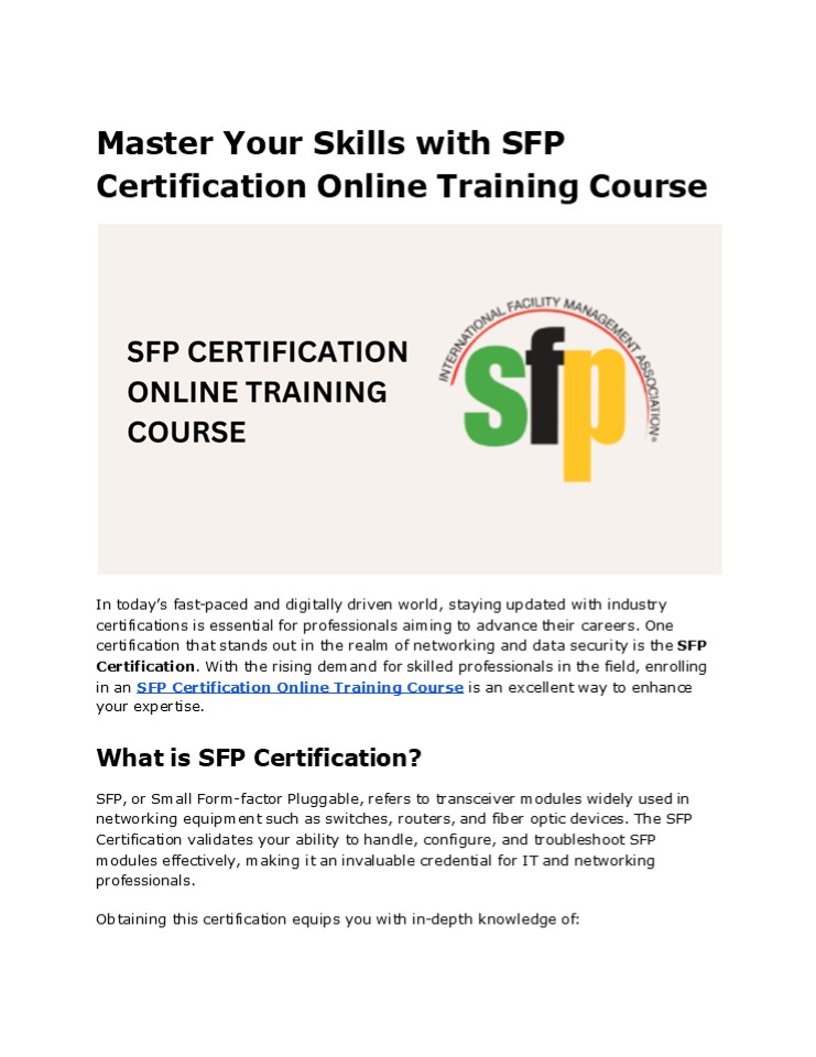 Master SFP Certification Online Training Course