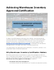 Achieve Your Warehouse Inventory Certification Today