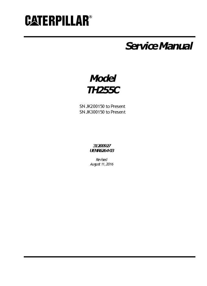 Caterpillar Cat TH255C Telehandler Service Repair Manual Instant Download
