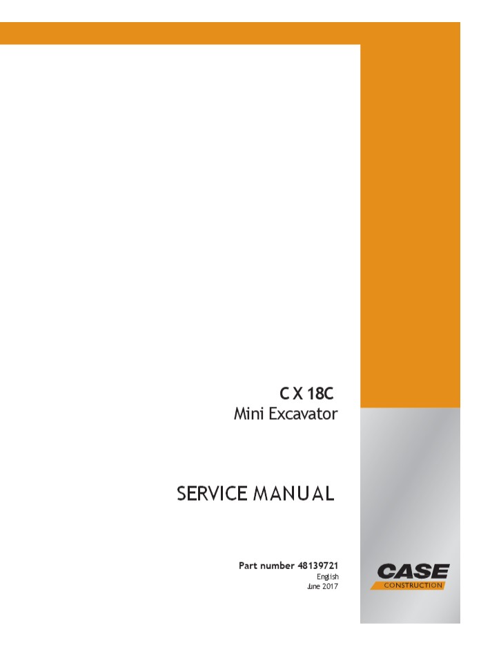 CASE CX18C Mini Excavator Service Repair Manual Instant Download