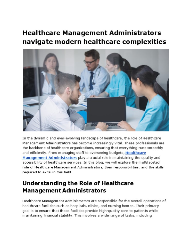 Effective Healthcare Management Administrators