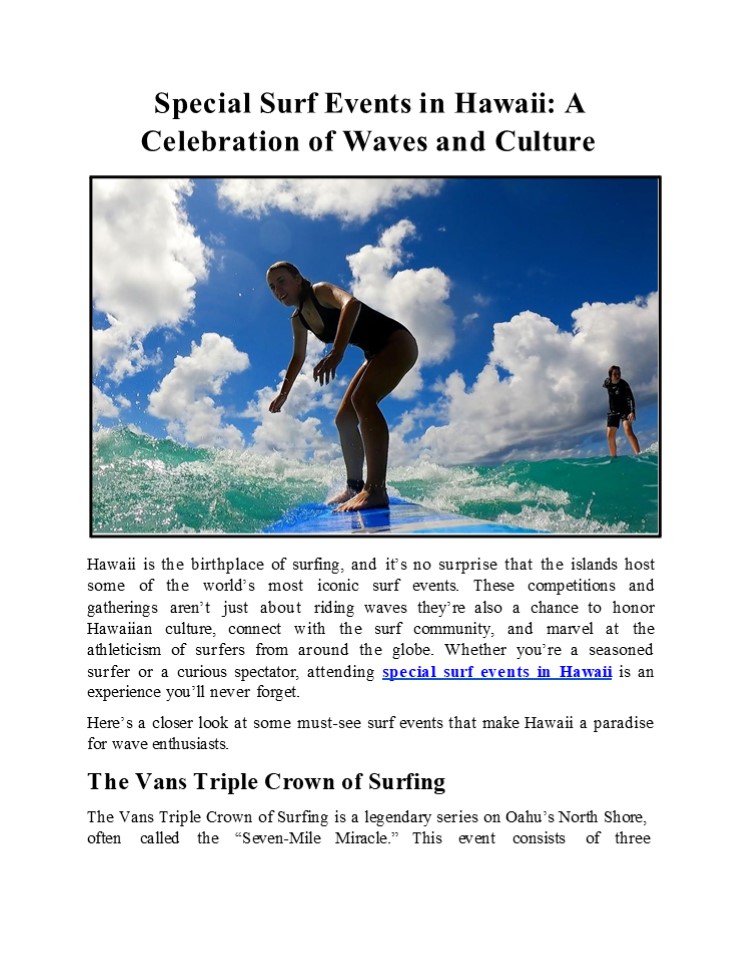 Special Surf Events in Hawaii: A Celebration of Waves and Culture