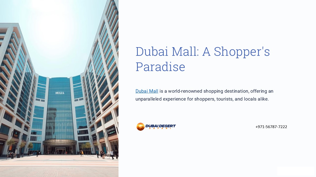 Dubai Mall – The Ultimate Shopping & Entertainment Destination