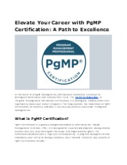 Achieve Success with PgMP Certification