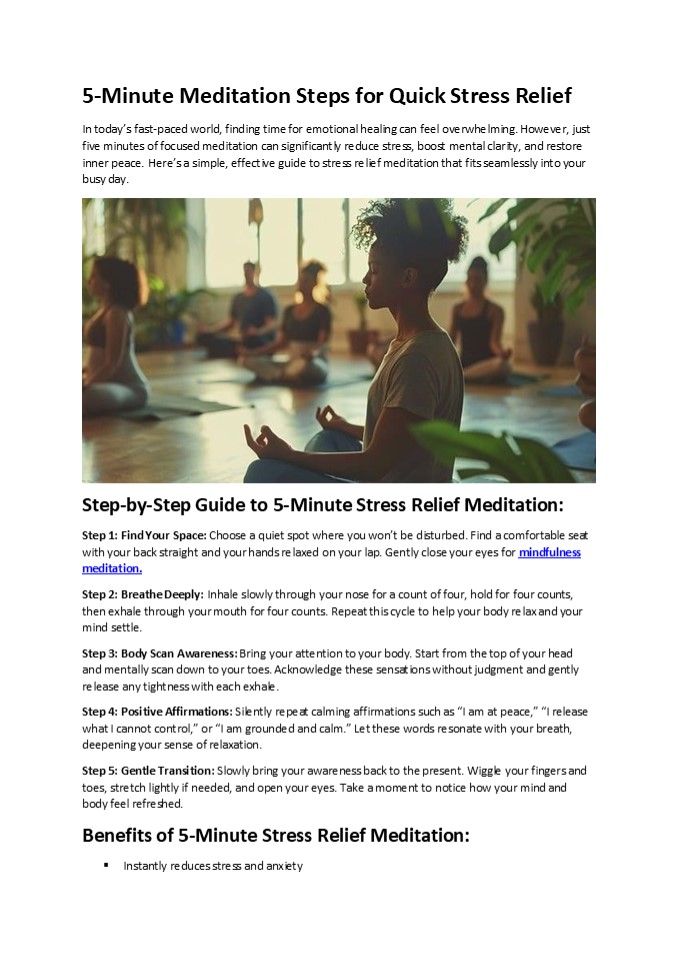 5 Minute Meditation Steps for Quick Stress Relief