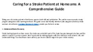 Providing Comprehensive Home Care for a Stroke Patient
