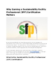 Achieve SFP Certification for Sustainable Facility Management