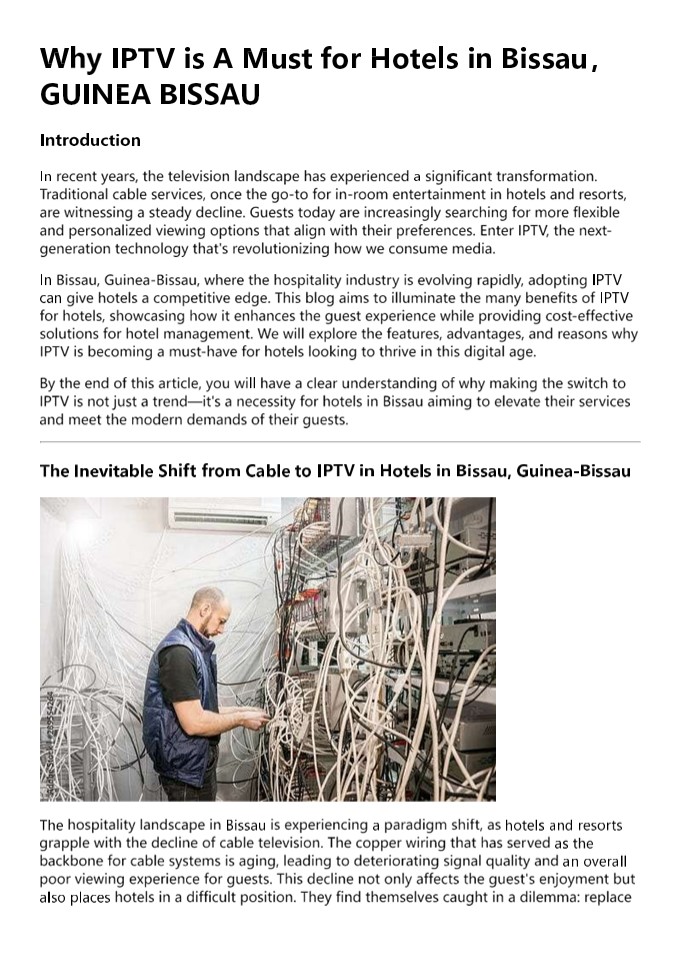 Why IPTV is A Must for Hotels in Bissau，GUINEA BISSAU