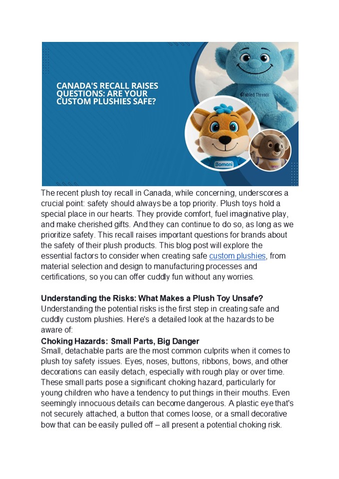 Canada's Recall Raises Questions: Are Your Custom Plushies Safe?