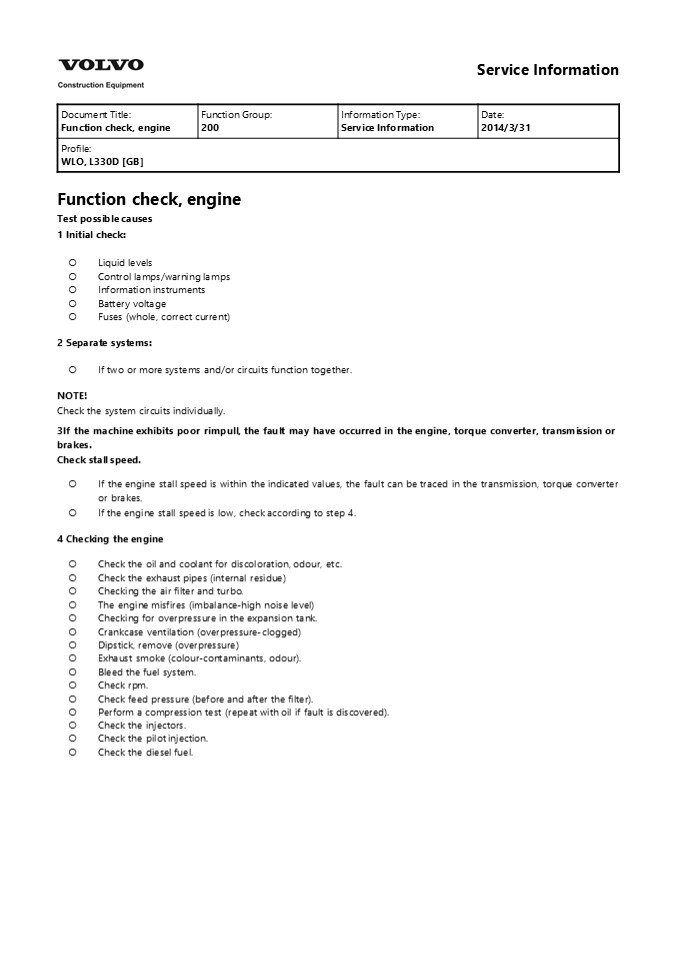 Volvo L330D Wheel Loader Service Repair Manual Instant Download