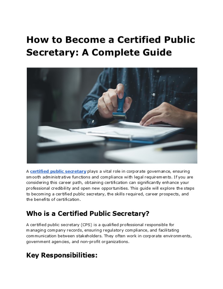 The Role of a Certified Public Secretary in Business