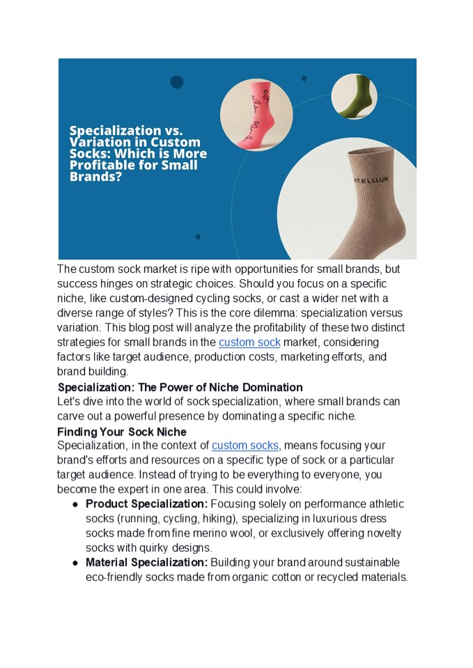 Specialization vs. Variation in Custom Socks: Which is More Profitable?