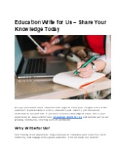Contribute to Education: Write for Us Today!