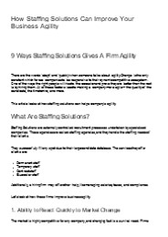 How Staffing Solutions Can Improve Your Business Agility