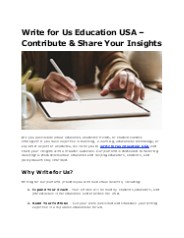 Contribute to Education: Write for Us USA