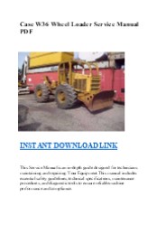 Case W36 Wheel Loader Service Manual PDF