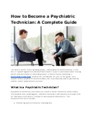 The Role of a Psychiatric Technician in Mental Health