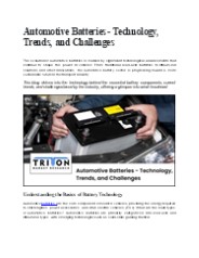 Automotive Batteries - Technology, Trends, and Challenges