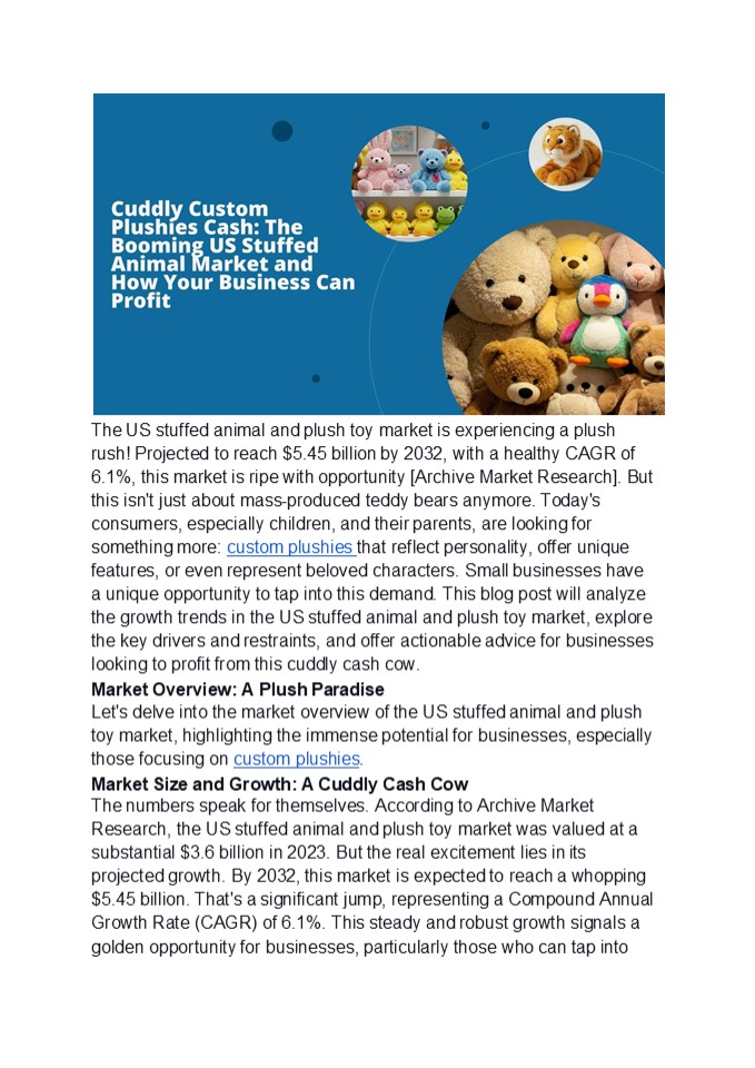 Cuddly Custom Plushies Cash: The Booming US Stuffed Animal Market and How Your Business Can Profit