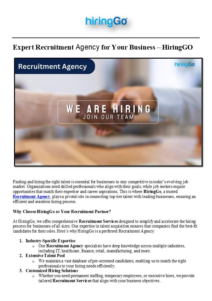Expert Recruitment Agency for Your Business - HiringGO