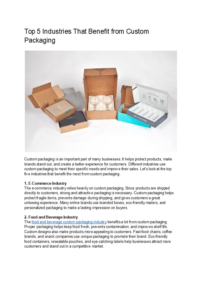 Top 5 Industries That Benefit from Custom Packaging