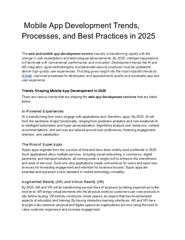 Mobile App Development Trends, Processes, and Best Practices in 2025