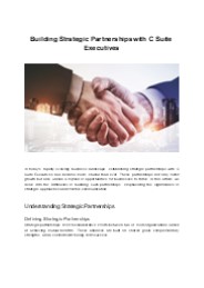 Building Strategic Partnerships with C Suite Executives