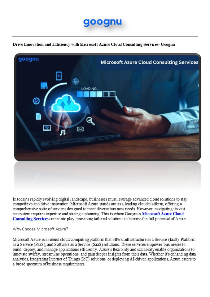 Goognu: Maximize ROI with Microsoft Azure Cloud Consulting Services