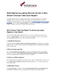 Want Samsung Laptop Service Center in Abu Dhabi?