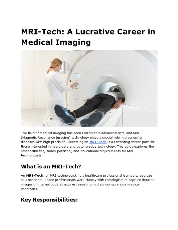Advancements in MRI-Tech: A Game Changer in Imaging
