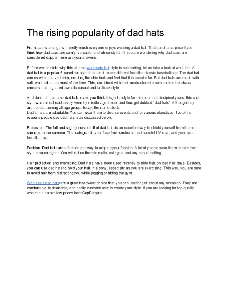 The rising popularity of dad hats