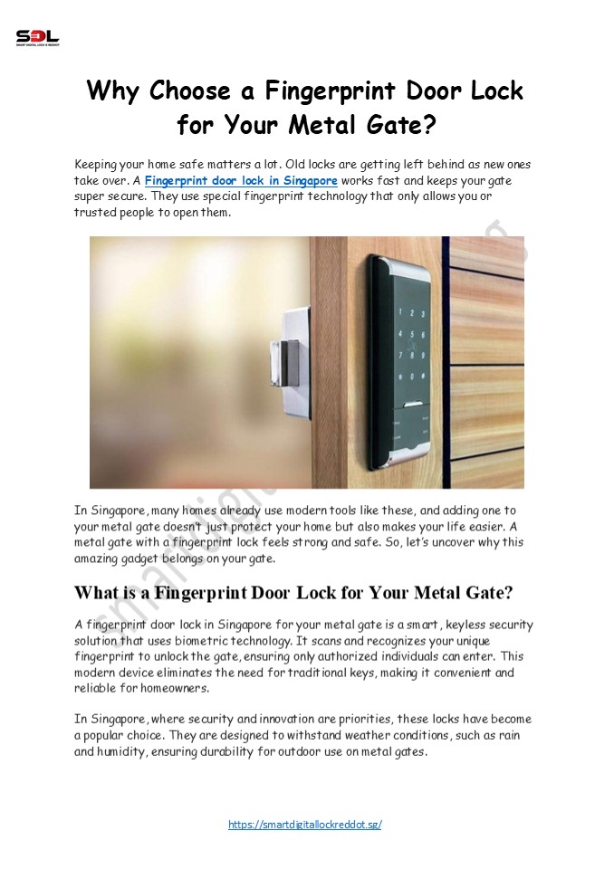 Why Choose a Fingerprint Door Lock for Your Metal Gate?