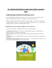 No Denial Installment Loans from Direct Lenders Only