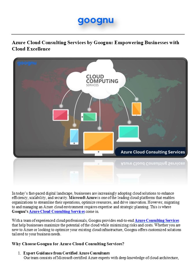 Most Secured Azure Cloud Consulting Services- Goognu