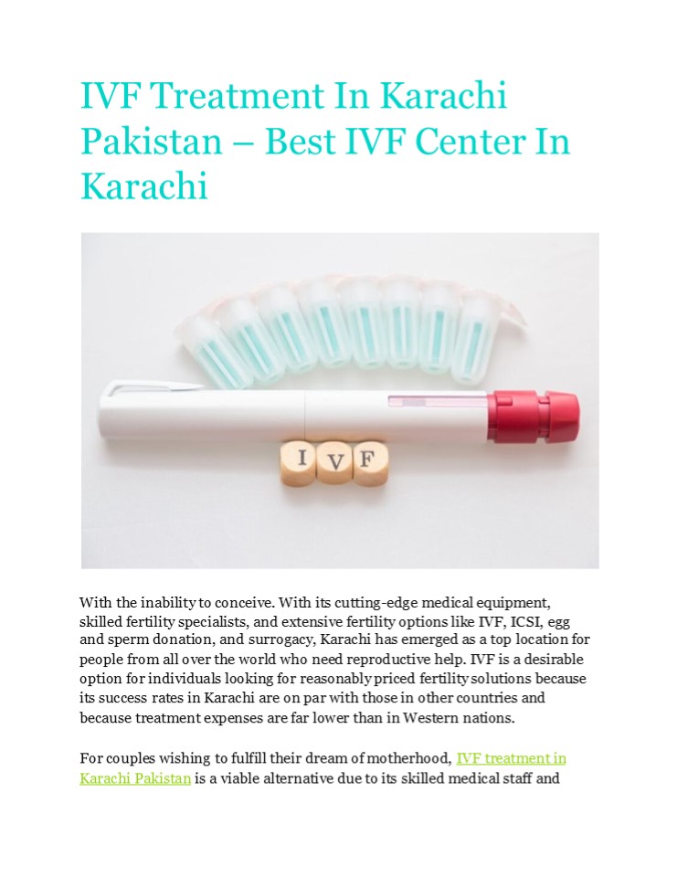 IVF Treatment In Karachi Pakistan – Best IVF Center In Karachi