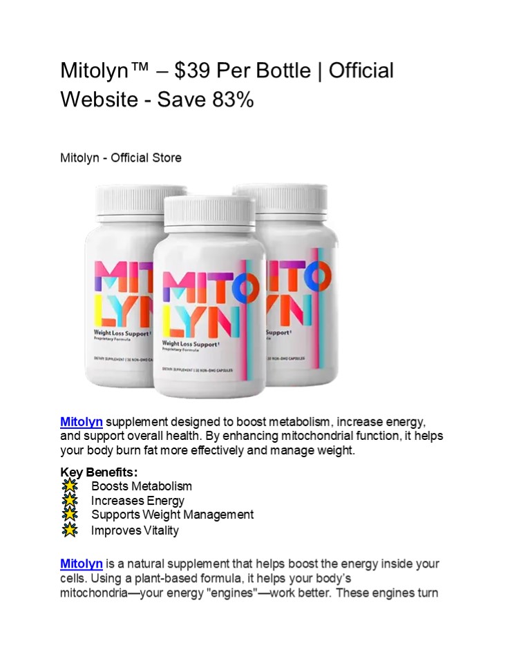 Mitolyn™ – $39 Per Bottle | Official Website - Save 83%