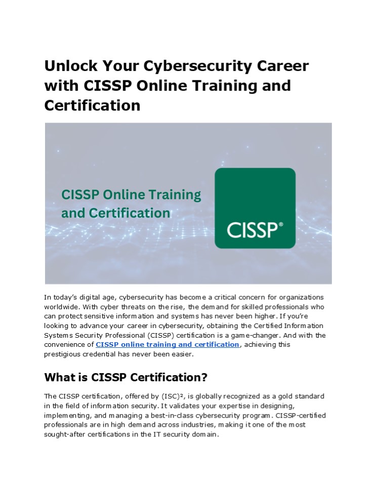 Master CISSP Online Training & Certification