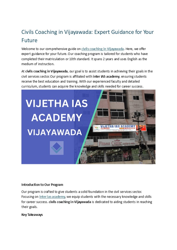 Civils coaching in vijayawada