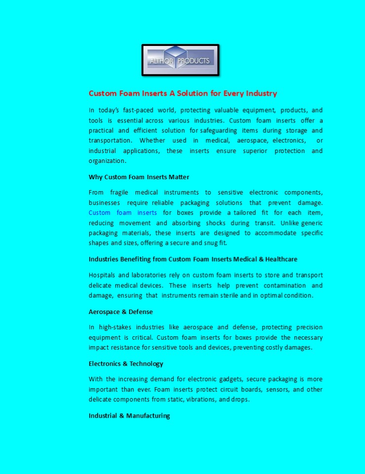 Custom Foam Inserts A Solution for Every Industry