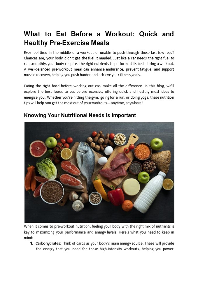 PPT – What to Eat Before a Workout: Quick and Healthy Pre-Exercise ...