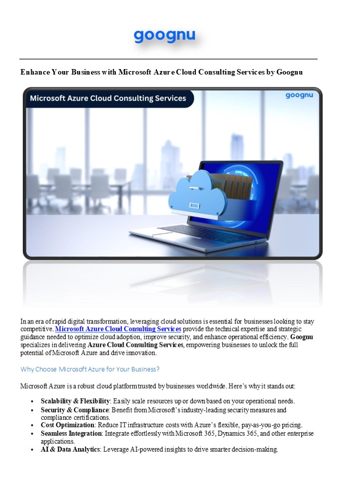 Goognu: Best Microsoft Azure Cloud Consulting Services
