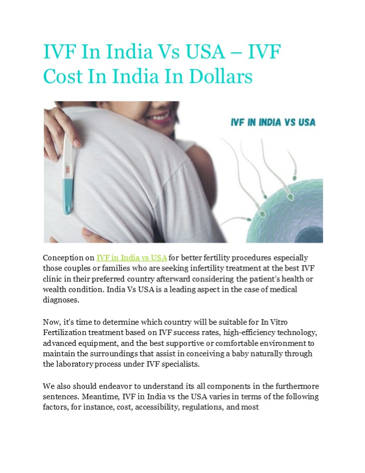 IVF in India vs USA – Cost & Best Treatment Options